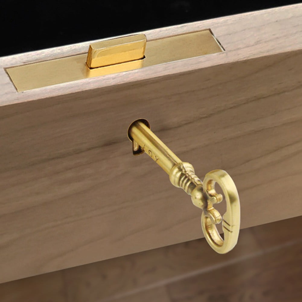 RichLink Vintage Brass Drawer Lock for Durable Antique Style Cabinet Hardware for Smooth,Gold
