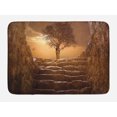 thumbnail image 1 of Tree Bath Mat, A Tree at Entrance with Stone Stairs Sun Rays Cloudy Sky Winter Landscape Monochromic View, Non-Slip Plush Mat Bathroom Kitchen Laundry Room Decor, 29.5 X 17.5 Inches, Brown, Ambesonne, 1 of 2