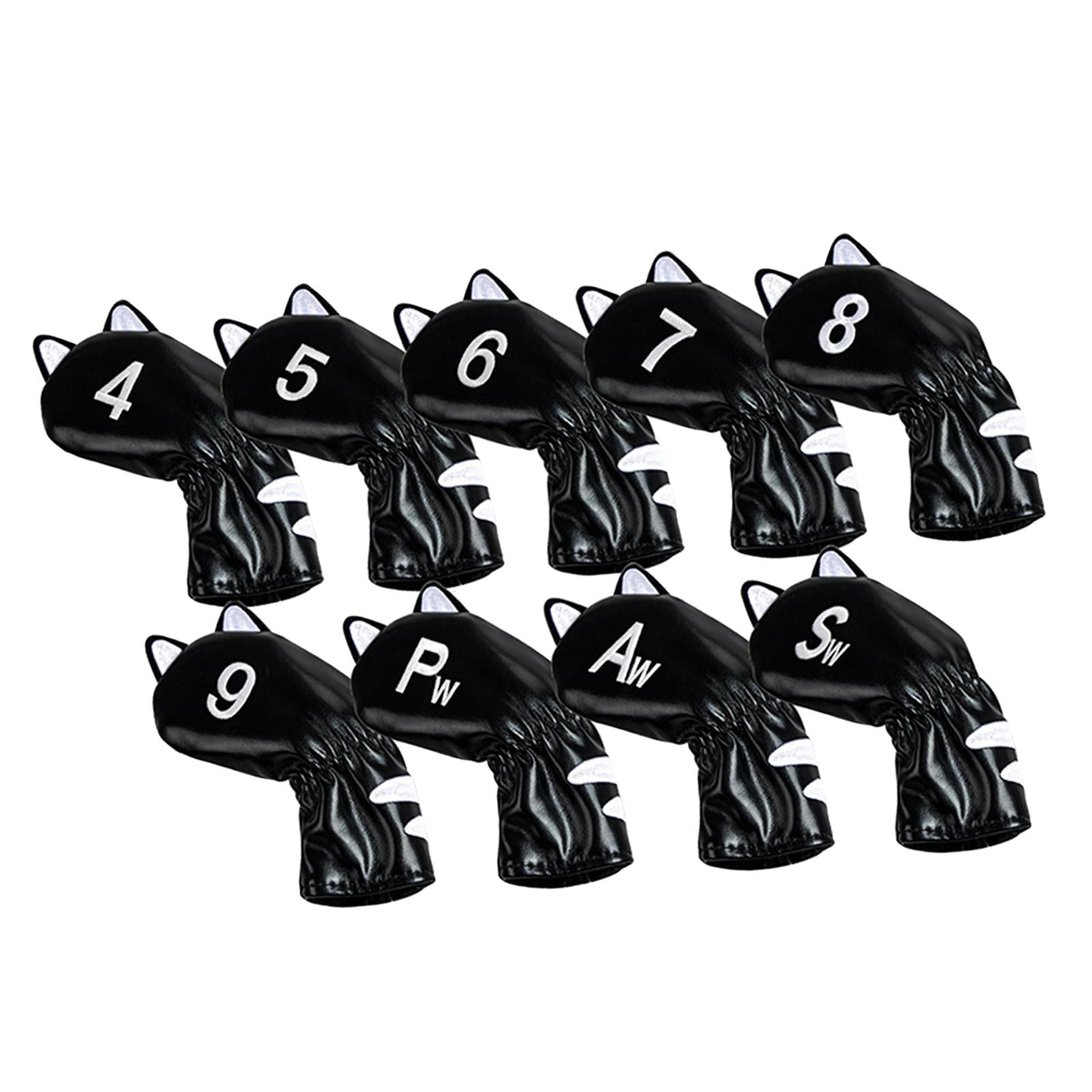 harayaa Golf Club Head Covers Mallet Putter Cat Pattern Accessories Putter Cue Headcover 9pcs Iron Black