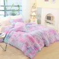 thumbnail image 3 of Hipaopao 3 Pcs Plush Shaggy Bedding Comforter Set Queen, Ultra Soft Luxury Velvet All Season Faux Fur Quilt Set Purple( 1 Comforter+2 Pillowcases), 3 of 6