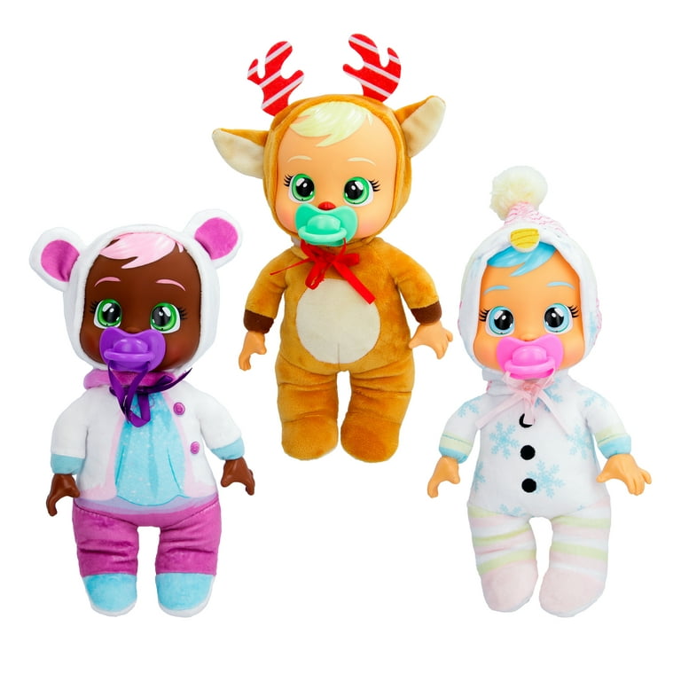 Cry Babies Tiny Cuddles Holly Jolly Edition 3pk 9-inch Baby Dolls. Ages 18+  Months 