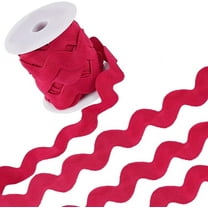 1set 1.34 Inch Jumbo Rick Rack Trim 10 Yards RIC Rac Ribbon Christmas Zig Zag Deep Pink Wave Bending Fringe Trim Rickrack Woven Fabric S Shaped Lace with Spool for Sewing Crafts