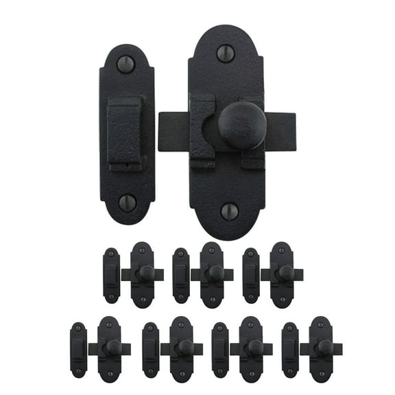 Renovators Supply Black Slide Bolt Door Latch 3.25" x 1.25" Antique Wrought Iron Small Metal Sliding Latches forWindows or Cabinet Doors Rust Resistant Locks w/Hardware Pack of 8