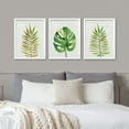 thumbnail image 3 of PixonSign Framed Canvas Print Wall Art Set - Green Yellow Tropical Jungle Palm Leaf Posters - Set of 3 Nature Wilderness Botanical Prints Boho Minimalist Wall Décor for Living Room - 12"x16" White, 3 of 5
