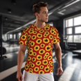 thumbnail image 3 of Wukai Sunflowers On Red Print Men's Short-Sleeved Mesh T-Shirt,Quick-Dry Short Sleeve Workout T-Shirt-4X-Large, 3 of 8