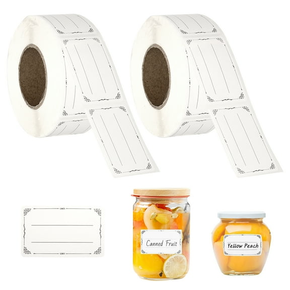 2 Rolls 1200 Pcs Removable Food Labels, 1.2" x 2" Water Oil Resistant Freezer Stickers, for Refrigerator Pantry Containers Jars Jams Bottles