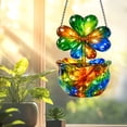 thumbnail image 3 of TechToyHub Shamrock Sun Catcher,6.69 Inch Green Acrylic St.Patrick’s Day Ornaments for Window Porch Outdoor Decor,2D Four Leaf Clover Hanging Decoration with Chain,Weather Resistant, 3 of 5