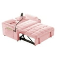 thumbnail image 6 of Newest 3-in-1 Foldable Double Recliner Sofa Bed with USB Port & Swivel Phone St, - Velvet Pull-Out Sleeper, Adjustable Backrest, Side Pockets for Small Spaces,Pink, 6 of 6