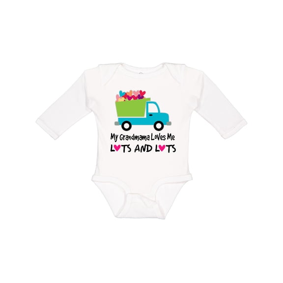 Inktastic Grandmama Loves Me Heart Truck Boys Long Sleeve Baby Bodysuit