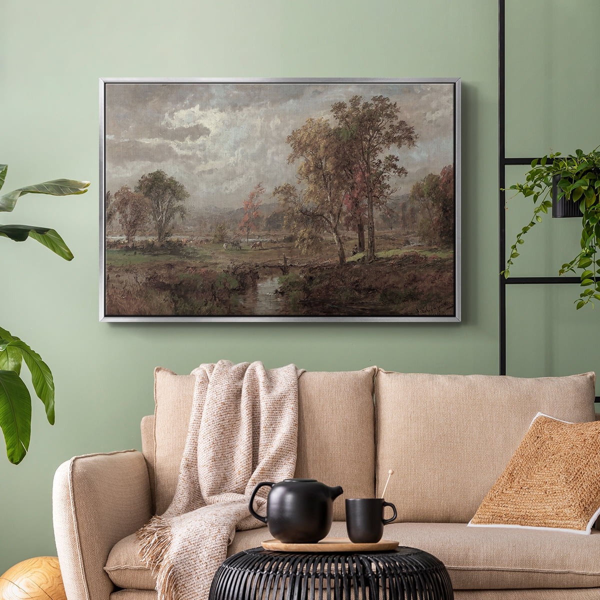 Vintage Landscape-CCCXXIV By Wexford Home Framed in Silver Wood Gallery Wrapped Canvas 25 in. x 37 in.