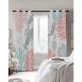 thumbnail image 3 of Teal Red Coastal Blackout Curtains, Light Blocking Print Window Curtains, Summer Lobster Coral Nautical Thermal Insulated Window Drapes for Living Room Kitchen Cafe 2 Panels, 55"W x 39"L, 3 of 9