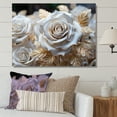 thumbnail image 1 of Designart Décoration Murale Surdimensionnée de Roses, art Mural de Roses, Adoration de Roses en Or Pur, art Mural sur Toile Blanche, 32x24 Pouces, 1 of 5