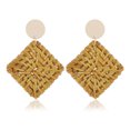 thumbnail image 2 of Artículos trenzados de ratán Vintage, pendientes, estilo bohemio, geométrico, exagerado, hecho a mano, cómodo, joyería, estilo rombo Ropa, zapatos y accesorios Miscelánea Cuadrilátero Jumpingount AP009393-07, 2 of 6