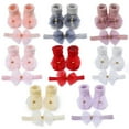thumbnail image 2 of Newborn Baby Girl Toddler Lace Bow Ankle Anti Slip Socks+Hairband,kids Socks Girls 3-12 Months, 2 of 12