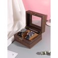 thumbnail image 1 of 1pc Vintage Dual Window Wooden Grain Leather Watch Storage Gift Box, 1 of 5