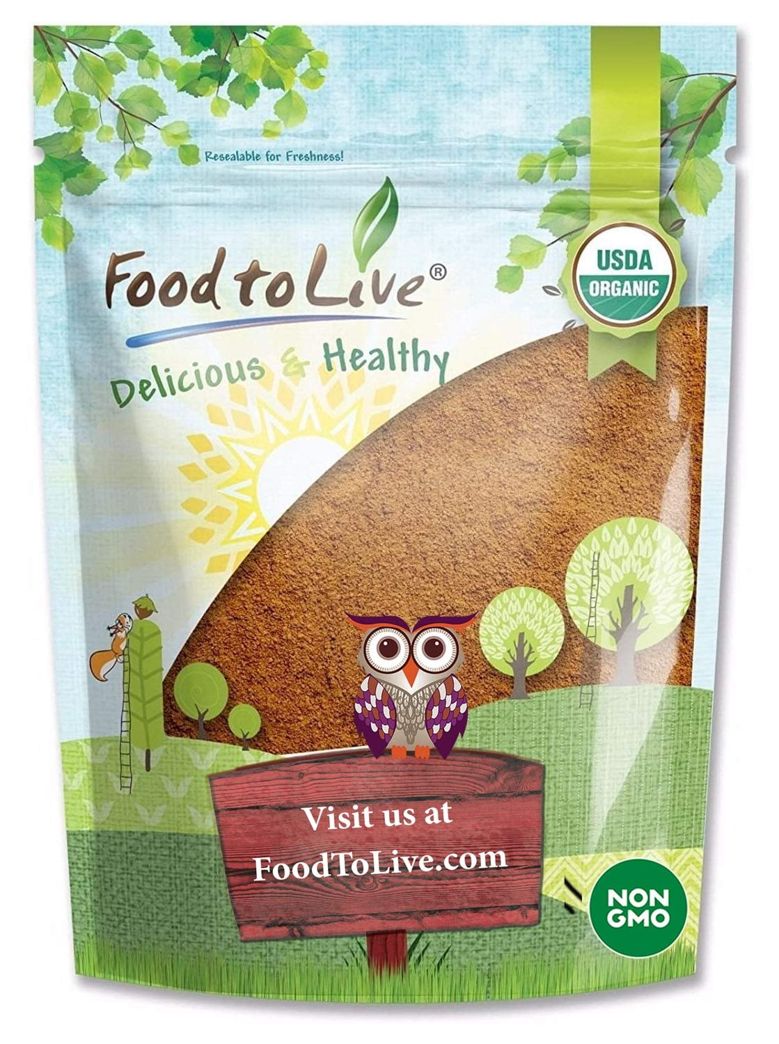 Organic Cocoa Powder, 0.5 Pounds — Non-GMO, Kosher, Vegan — by Food to Live 