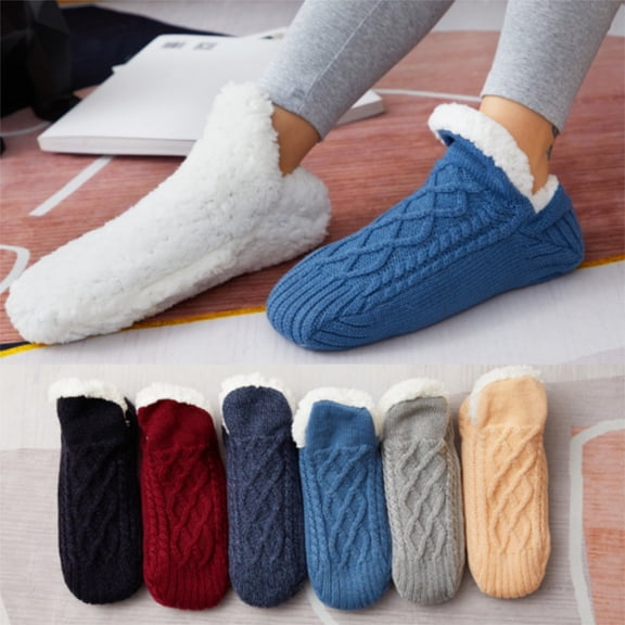Tpzfurit Winter Super Soft Fuzzy Fleece-Lined Slipper Socks with Grippers - Warm and Cozy for Women, US Size 6-10 - Ideal for Preventing Falls - Stylish Gift for Girlfriend, Wife,