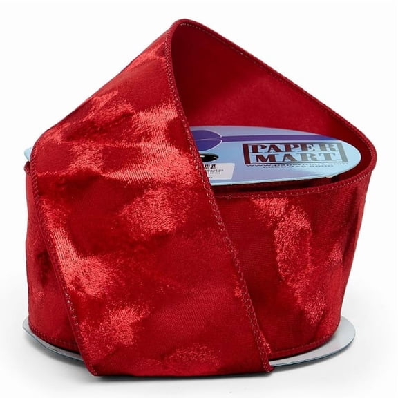 Brushed Velvet Wired Ribbon – 2-1/2" x 10 Yards, Red