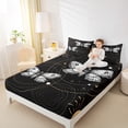 thumbnail image 4 of Feelyou Hippie Moth Butterfly Twin Sheet Sets, Mystic Moon Galaxy Twin Fitted Sheet, Black White Bohemian Style Flat Sheet, Super Cozy Room Decor, 3pcs, 4 of 7