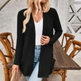 thumbnail image 6 of Aueoeo Cardigan Sweaters for Women,3/4 Sleeve Cardigan for Women Women's Casual Winter Striped Contrasting Pockets Cardigan Long Sleeved Top Jacket Long Cardigans for Women On Clearance, 6 of 7