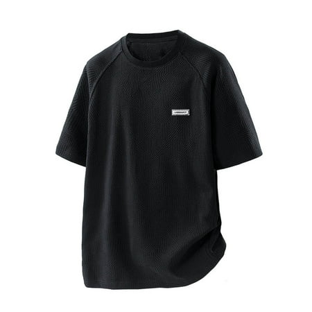New Summer Arrivals YLSDY Men’s Short Sleeve T Shirts Lightweight Crewneck Drying Quick Solid Tees Summer Athletic Runinng Joggers Tops Black XXXL