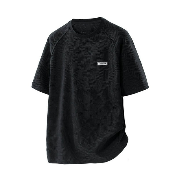 pstuiky Camisas casuales de manga corta para hombre, Camisetas casuales básicas de cuello redondo para hombre, camisetas de manga corta con cuello vuelto, blusa de manga corta xxxl
