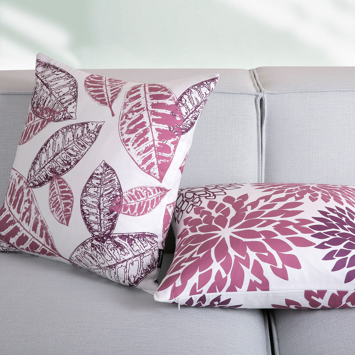 Phantoscope New Living Series Double-sided Design Decorative Throw Pillow Cover, 18" x 18", Gray/Purple, 4 Pack