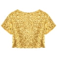 thumbnail image 6 of Haitryli Women's Shiny Sequin Jacket Open Front Short Sleeve Glitter Cropped Blazer Bolero Shrug Gold One Size, 6 of 7