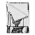 thumbnail image 2 of Day of the Dead Soft Flannel Fleece Blanket, Woodcut Style Skeleton Couple Wedding in Cemetery Image with Bride Groom, Cozy Plush for Indoor and Outdoor Use, 50" x 70", Black White, by Ambesonne, 2 of 5