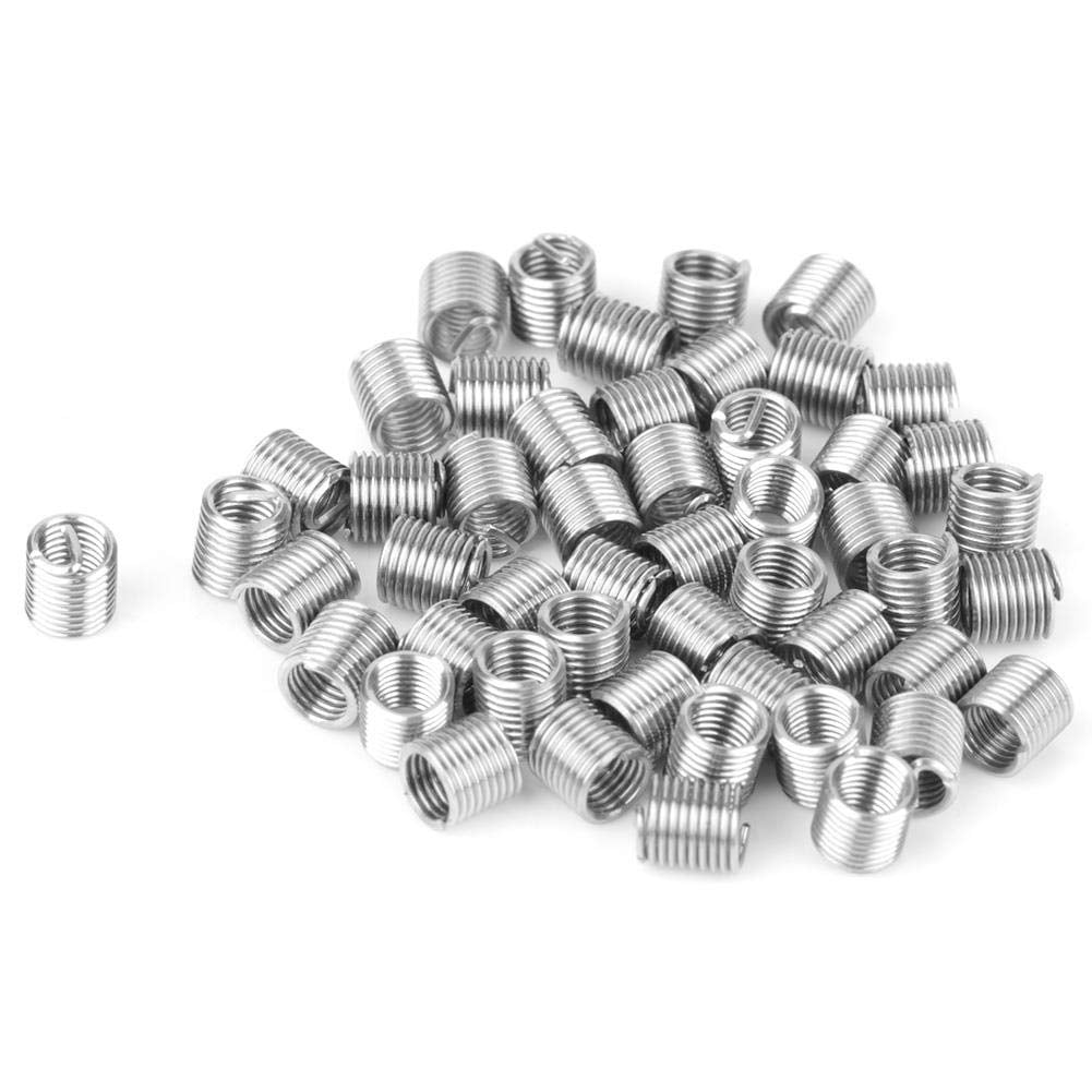 ABPETE 50pcs Thread Repair Kit, M3 x 2D Stainless Steel Coiled Wire Thread Insert Combination Tool Set for Restoring Damaged Wires in Steel, Iron, Aluminum