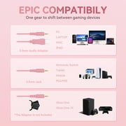 Wantek Gaming Headsets, Surround Stereo Gaming Headphones with Noise Cancelling Mic, LED Lights & Soft Memory Earmuffs for PS5/ PS4/ Xbox One/Nintendo Switch/PC Mac Computer Games- Pink