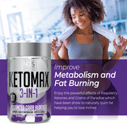 NDS Nutrition Keto-Max Advanced 3-in-1 - Keto Pills for Fat Loss Support - Carb Blocker Appetite Suppressant - White Kidney Bean, Chitosan, Raspberry Ketones, and Vanadium (90 Capsules)