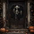 thumbnail image 5 of Halloween Black Foliage Skeleton Wreath, Spooky Front Door Wreath with Large Skull Head & Multiple Full Body Skeletons, Creepy Gothic Hanging Wreath Decor for Home Porch Wall Party, 5 of 6