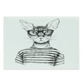 thumbnail image 1 of Cat Cutting Board, Hand Drawn Dressed up Hipster New Age Cat Fashion Urban Free Art Print, Decorative Tempered Glass Cutting and Serving Board, Large Size, Black White, by Ambesonne, 1 of 1