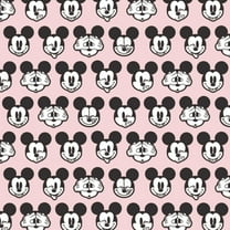 Disney Mickey Mouse Expressions Light Pink 100% Cotton Fabric Sold by The Yard