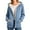 Blue, variant on Fashionable Zipper Hooded Thicken Liner Solid Colored Long Sleeve Loose Warm Fitting Sports Jacket Casual Ladies Sweatshirts Coat