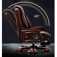 thumbnail image 4 of Kinnls Fully Reclining Jones Massage Office Chair,Genuine Leather Managerial Executive Home Office Desk Chairs Swivel Task Chair, Adjustable Back and Retractable Footrest, 4 of 9
