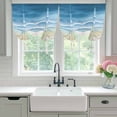thumbnail image 4 of Haze Blue Summer Beach Balloon Curtains 63 Inch Length for Living Room/Bedroom, Nautical Coastal Beige Seaside Rod Pocket Privacy Door Curtains Decorative Tie Up Shade for Window 52"x63", 4 of 8