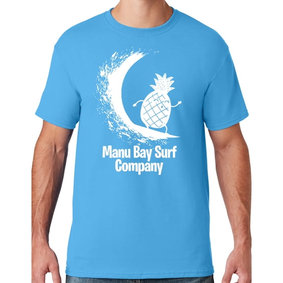 Mens Manu Bay Surf Company WHITE SURFING PINEAPPLE T-shirt, 4XL Aqua Blue