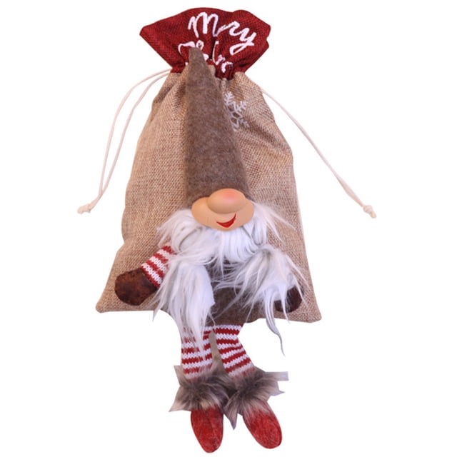 Bolsas de regalo de Navidad, muñeco sin rostro, bolsa de lino con cordón para dulces, adornos navideños para fiesta en casa, Navidad de Año Nuevo