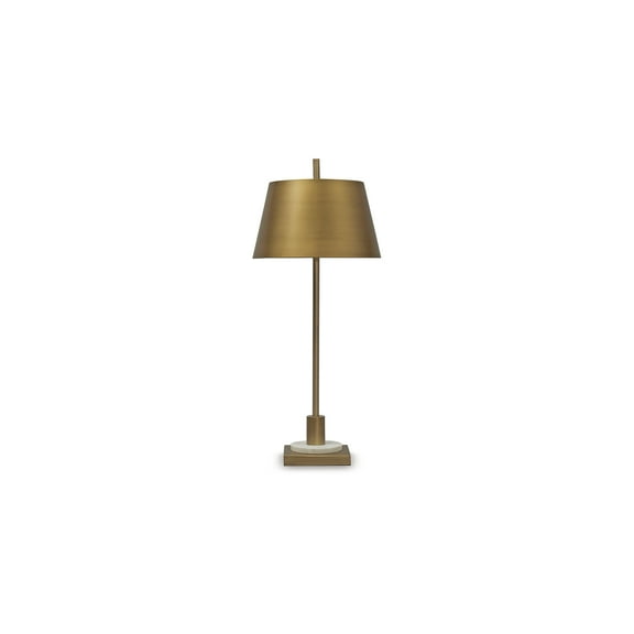Signature Design by Ashley Fritzburn 32" Metal Table Lamp with Metal Shade, Gold with White Marble Accent