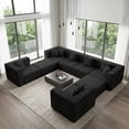 thumbnail image 2 of BEHOST 130" 8-Piece Modular Sectional Sofa, Boneless Cloud Couch with Extra Deep Seats, Washable Chenille Sofa Set for Living Room, Chenille Black, 2 of 8