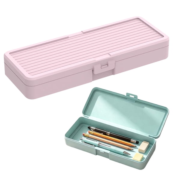 Hard Pencil Case,Snap Closure Hard Shell Stationery Organizer,0.86x7.8x2.9 Inch Plastic Pencil Storage Box,Large Capacity Multipurpose Utility Container,Portable Desktop Boxes for Office Supplies