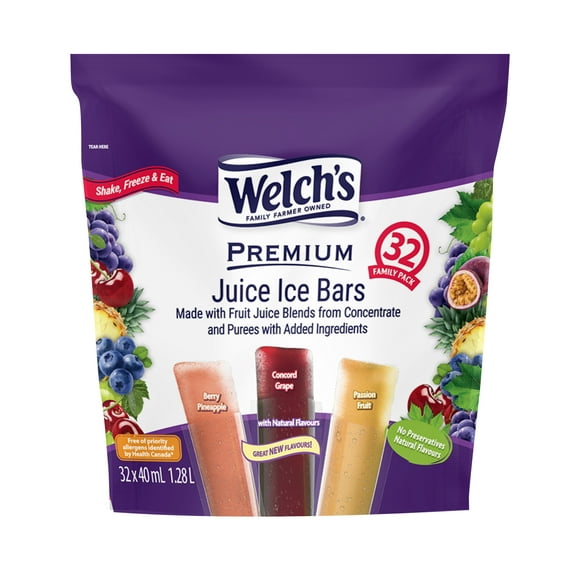 Barres glacées au jus de qualité supérieure Welch’s, format familial Barres glacées au jus de qualité supérieure Welch’s, format familial - 32 x 40 ml