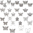 thumbnail image 1 of 1 caja de 84 piezas de 14 estilos de dijes de mariposas plateadas, dijes de polillas, dijes colgantes de estilo étnico vintage, lindos dijes de insectos pequeños., 1 of 6