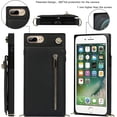 thumbnail image 2 of Crossbody Phone Case for iPhone 8 Plus/7 Plus Case with Card Holder for Women,iPhone 7 Plus Case Wallet with Strap Lanyard for Men,PU Leather Magnetic Clasp with Kickstand 5.5", Black, 2 of 18
