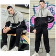 thumbnail image 3 of Chándal deportivo con capucha para hombre, manga larga, cremallera completa, pantalones deportivos, conjunto deportivo de dos piezas con parches, 3 of 5