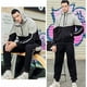 thumbnail image 3 of Chándal deportivo con capucha para hombre, conjunto deportivo de manga larga con cremallera completa, conjunto deportivo de 2 piezas con parches, 3 of 5