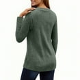 thumbnail image 6 of XPMWRP Women's Fall Fashion Long Sleeve Solid Color Shirt Dressy Casual V Neck Button Blouse Sweater Ribbed Knit Split Tunic Tops Green L, 6 of 7