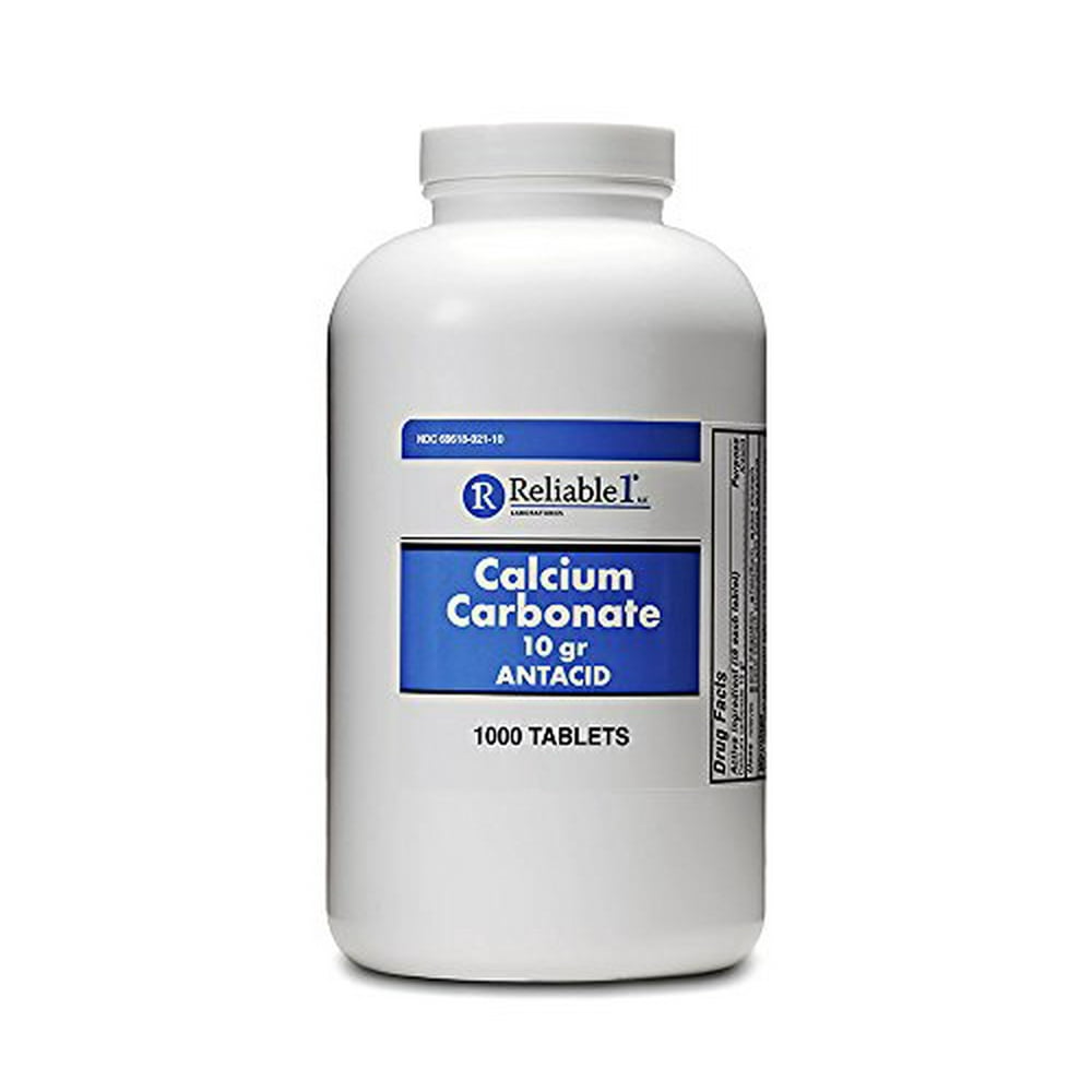 2 Pack Reliable 1 Calcium Carbonate 10 gr Antacid 1000 Tablets Each
